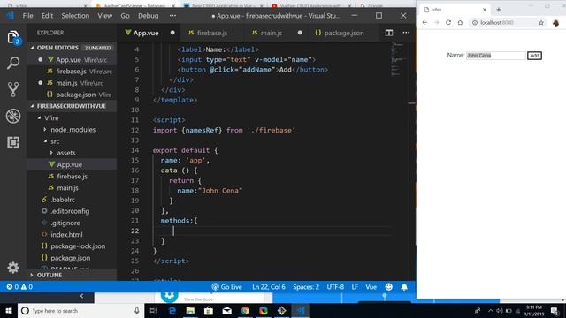 Build a CRUD Application with Vue.js and Firebase (Part-5) Adding Names to the Firebase Database смотреть онлайн