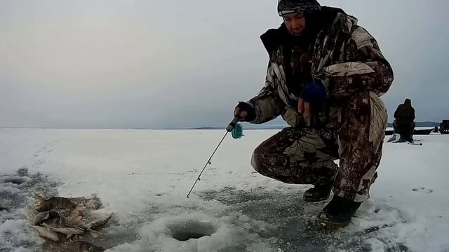 Ловля крупного окуня в середине декабря. На Братском водохранилище. Часть 1 смотреть онлайн