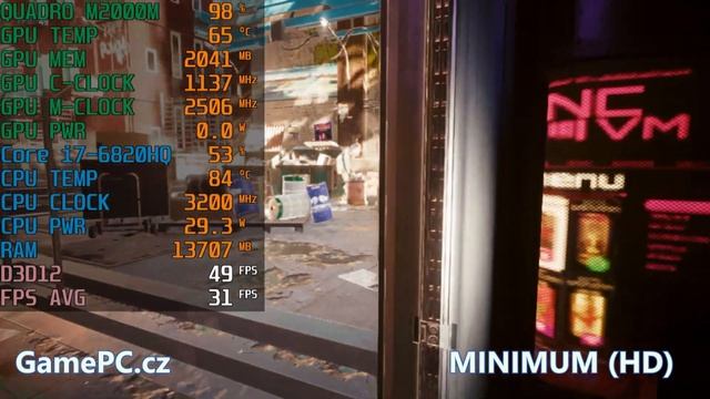 CYBERPUNK 2077 PATCH 2.01 BENCHMARK | LENOVO ThinkPad P50 | i7-6820HQ | QUADRO M2000M | HIGH | 1080 смотреть онлайн