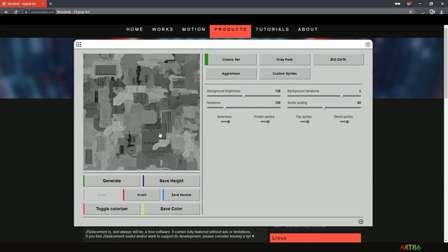 JSplacement | Интересный генератор стильных 8К displacement карт от Windmill | Создано на JavaScrip смотреть онлайн