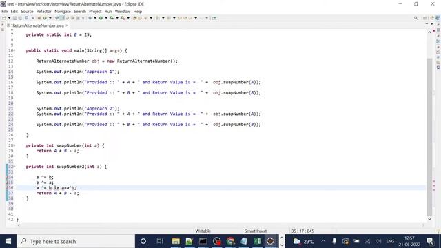 Swap Numbers in JAVA - Return Alternate Number in JAVA смотреть онлайн