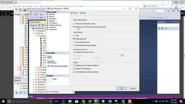 Enable User SA(System Administrator) kết nối Database смотреть онлайн