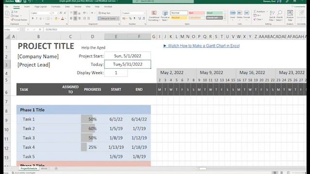 How to complete a simple Gantt chart template in excel смотреть онлайн