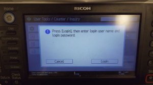 Ricoh printer factory reset without admin password - cannot login - login button missing.
