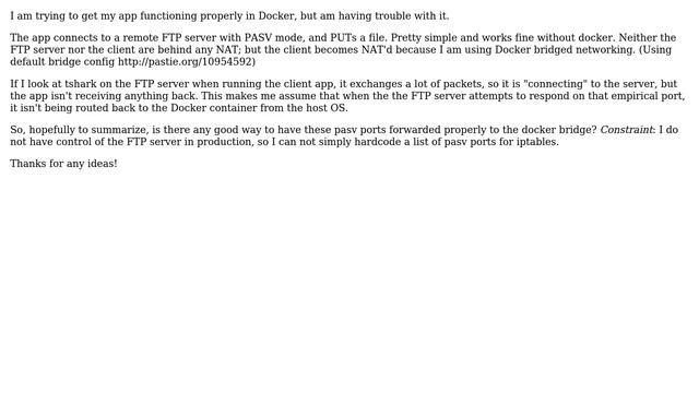 FTP client not working inside Docker container смотреть онлайн