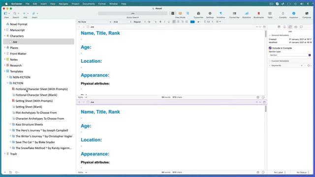 Scrivener Document Templates For Characters, Places, Hero’s Journey, Save the Cat & Snowflake Metho смотреть онлайн