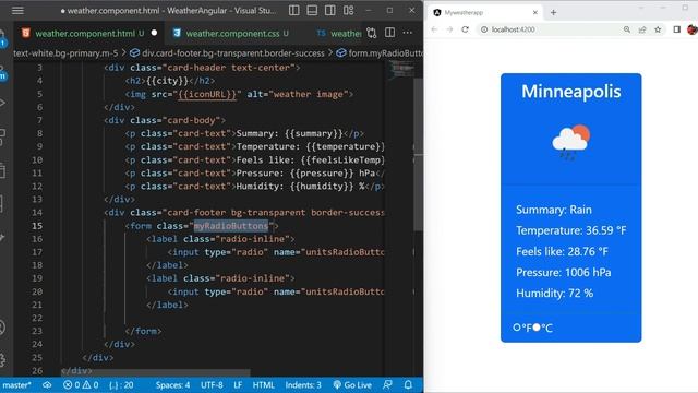 Weather App (continued). Radio buttons and ternary operators in Angular. смотреть онлайн