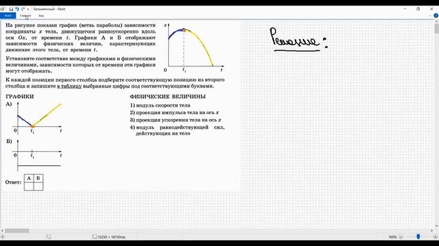 ЕГЭ СОПОСТАВЛЕНИЕ ГРАФИКОВ ДЛЯ РАВНОУСКОРЕННОГО ДВИЖЕНИЯ |ГРАФИКИ СКОРОСТИ И ПЕРЕМЕЩЕНИЯ смотреть онлайн