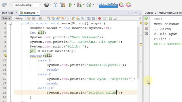 Java 28 - Program Menu Makanan dengan Switch Case pada Java - Tutorial Java Netbeans Indonesia смотреть онлайн