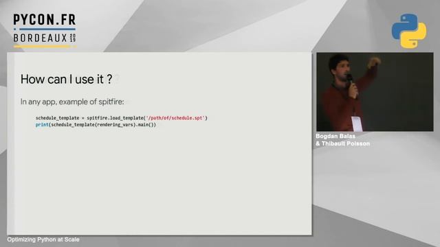 PyConFR 2019 - Optimizing Python at Scale - Bogdan Balas & Thibault Poisson смотреть онлайн
