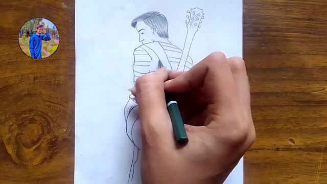 How to draw a boy with guitar | Easy drawing step by step | Drawing смотреть онлайн