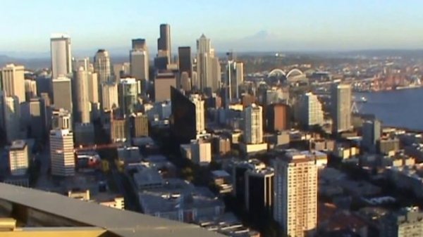 Views from Space Needle Tower, Seattle, WA, USA. Виды с башни Спэйс Нидл, Сиэтл, США