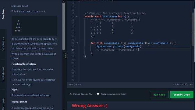 Staircase - HackerRank Solution (Java) смотреть онлайн