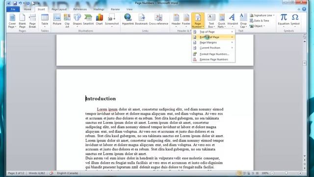 Page Numbers Starting at a Specific Page in Word 2010 смотреть онлайн