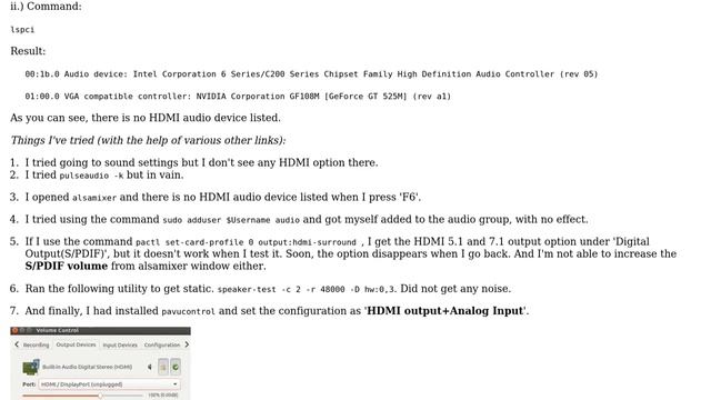 Ubuntu: Missing HDMI audio output(device unplugged), NVidia audio card not detected смотреть онлайн