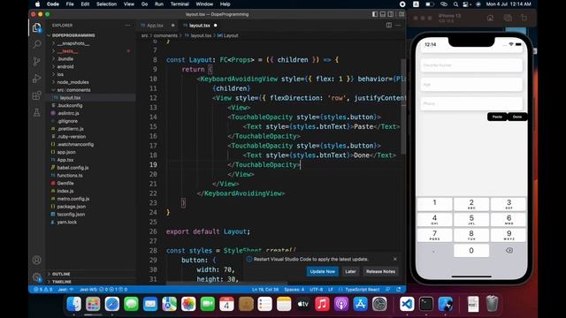 React Native TypeScript Sticky Footer for Keyboard | Dope Programming смотреть онлайн