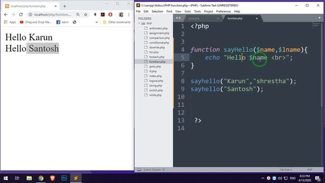 PHP FUNCTIONS WITH ARGUMENTS смотреть онлайн