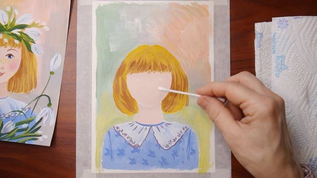 Весенний портрет//Рисуем маму, девушку, весну//Праздник 8 марта смотреть онлайн