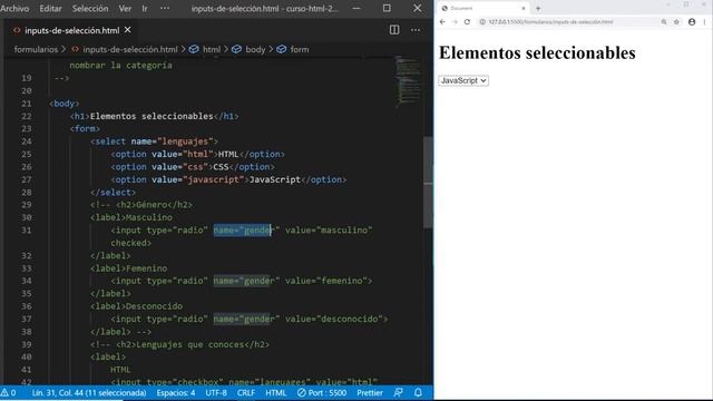 CURSO de HTML5 desde CERO 2021 - #48 - Elemento select básico смотреть онлайн