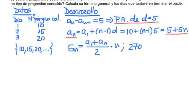 Progresión aritmética. Dias que se tarda en hacer un puzle. смотреть онлайн