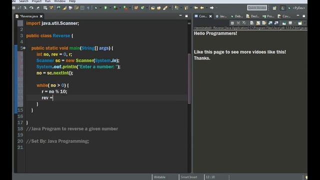 Java program to reverse a given number смотреть онлайн