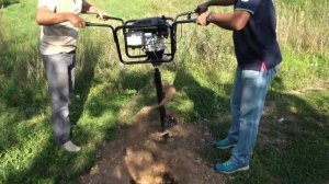 Мотобур ADA GroundDrill 12. Бурение каменистой почвы.