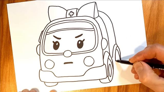 Как нарисовать робокар проли детям / How To Draw A Robocar Poly For Children / बच्चों के लिए ड्राइं