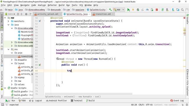 #34 Android Piano App Development Tutorial Part 34 - Continue with the code of the Splash Screen смотреть онлайн