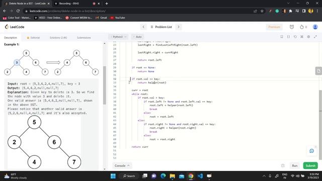 Delete Node In A BST Leetcode Python смотреть онлайн