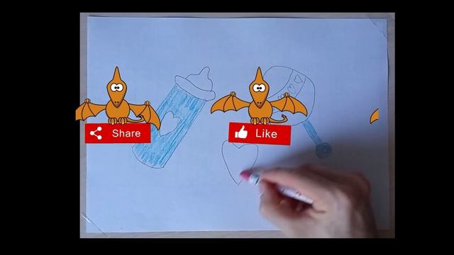 Детская погремушка и рисунок соски для детей / how to darw baby bottle rattle and pacifier easily смотреть онлайн