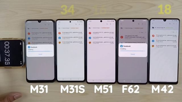 Apps Installation Speed Test : Samsung M31 vs M31s vs M51 vs F62 vs M42 смотреть онлайн