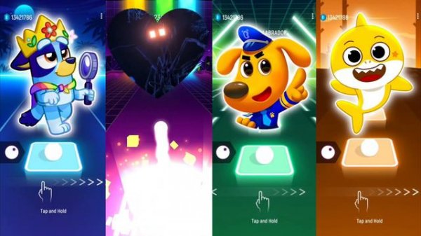 Bluey Bingo 🆚 Spider Haus Head 🆚 Sheriff Labrador 🆚 Baby Shark Tiles Hop EDM Rush🎶 Who Is Be