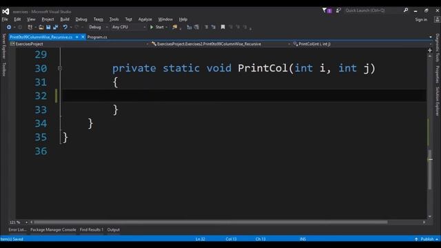 print 0 to 99 column wise recursive in c# смотреть онлайн