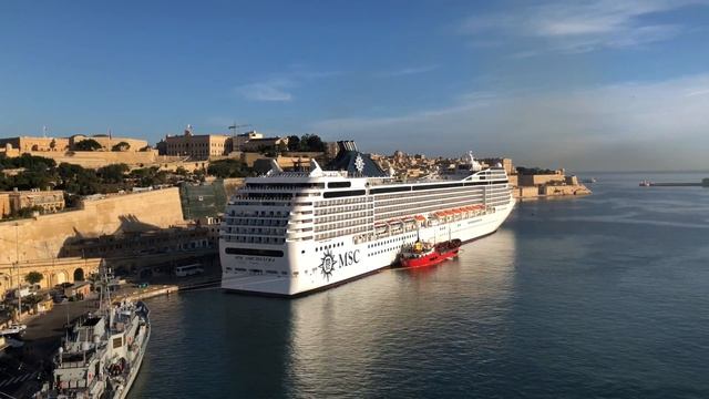 MSC Orchestra docked in Valetta Malta Glorious Sun View from Aft смотреть онлайн