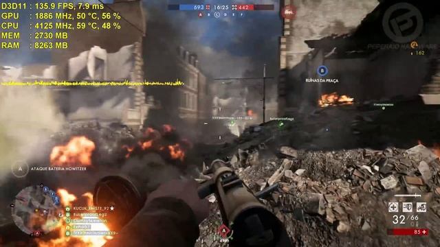 Teste R5 2600x e GTX 1070 Ti HOF em BF1 Multiplayer (Amiens) - Full HD, 2.5K e 4K Low vs Ultra смотреть онлайн