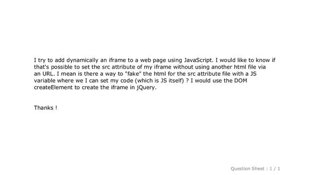 jQuery : Is it possible to "fake" the src attribute of an iframe? смотреть онлайн