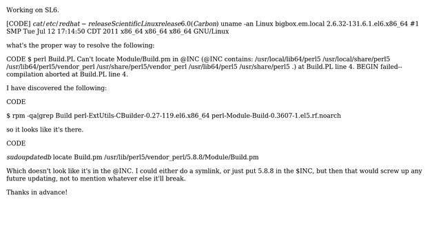 DevOps & SysAdmins: scilinux6 (rhel6) perl pathing question смотреть онлайн