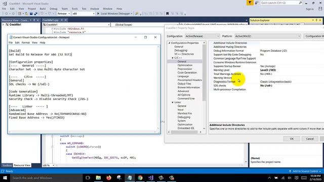 Correct Configuration Properties For Building CrackMe's In Visual Studio 2017 Win32