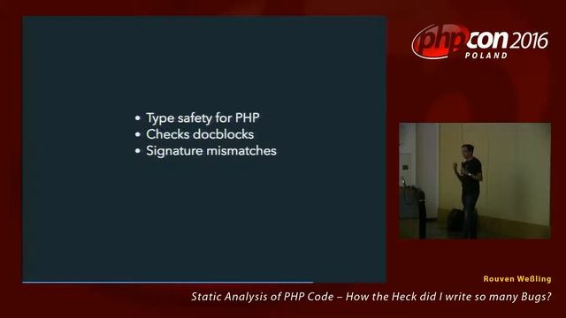 Rouven Weßling: Static Analysis of PHP Code – How the Heck did I write so many Bugs? смотреть онлайн