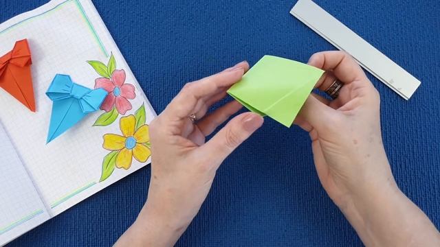 Закладка для книги оригами. Как сделать бантик из бумаги смотреть онлайн