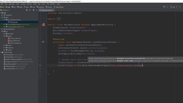 Create Simple Android Navigation Drawer and Options Menu | Android Studio Tutorial | смотреть онлайн