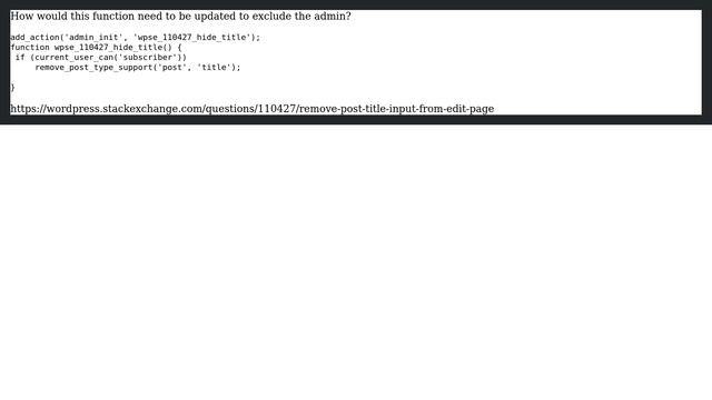 Wordpress: Hide post title input for all roles except admin смотреть онлайн