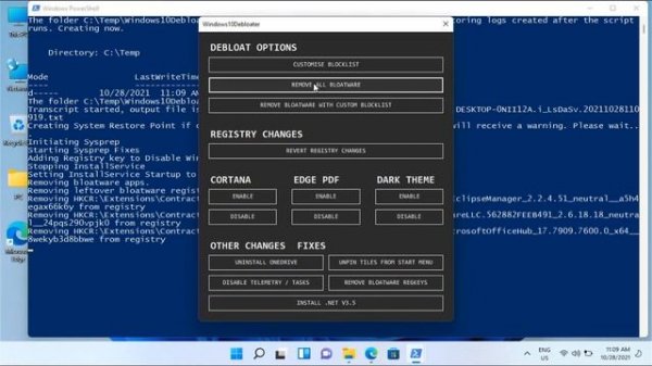 Debloating Windows 11 in 2021