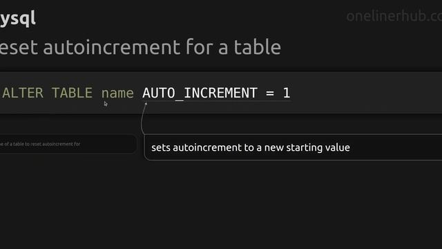 Reset autoincrement for a table смотреть онлайн