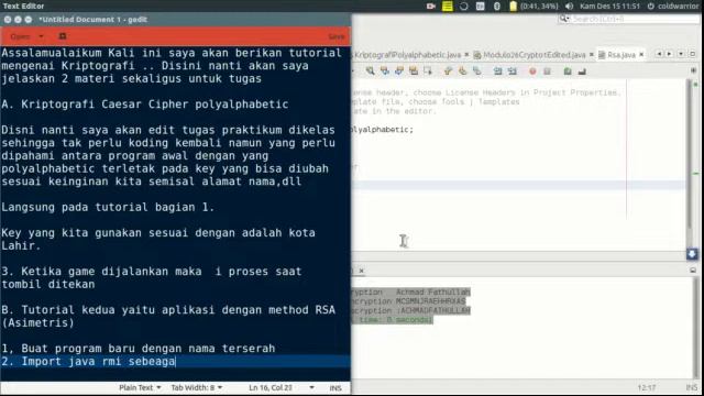 Membuat Aplikasi Kriptografi Cipher Polyalphabetic dan RSA JAVA Netbeans Tutorial смотреть онлайн