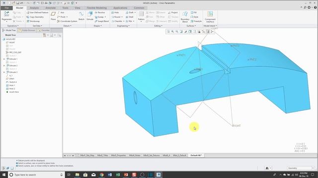 Creo Parametric 4.0 - Hole Feature: Top Clearance, Hole Orientation, and Holes on Points смотреть онлайн