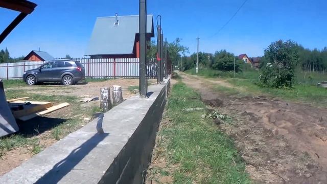 Забор из камня с откатными воротами часть 2 смотреть онлайн