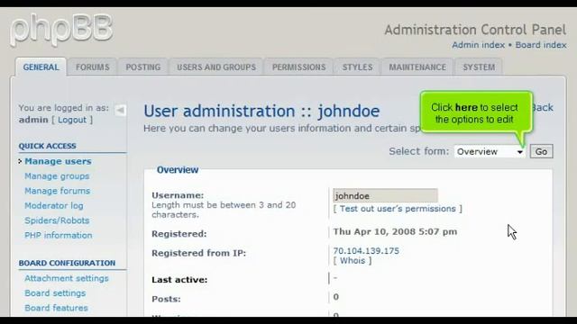 How to edit a user's profile in phpBB смотреть онлайн