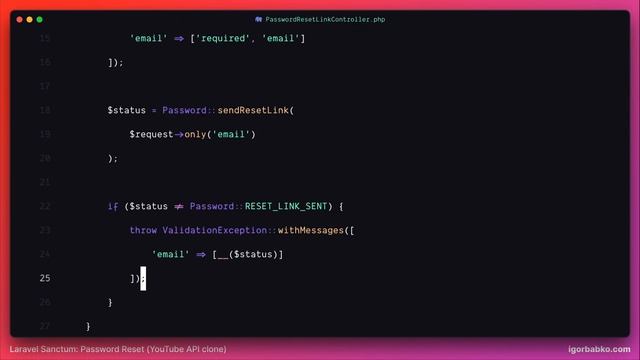 Laravel YouTube API клон #85 - Отправка ссылки для сброса пароля смотреть онлайн