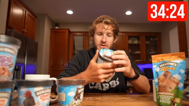 Eating EVERY Ben & Jerry's Item On My Table In 60 MINUTES!